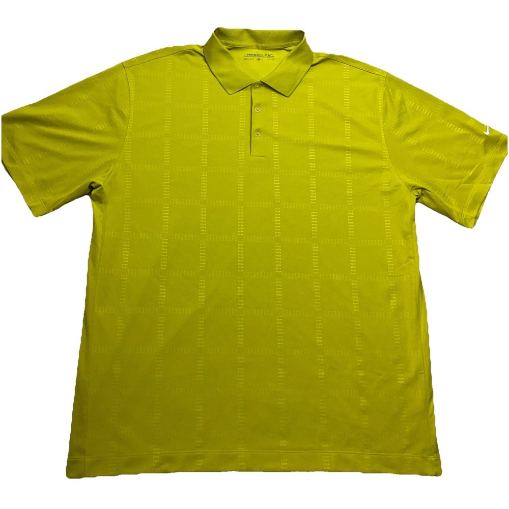 Nike Golf Dri Fit Mens Yellow Short Sleeve Polo Shirt Size XL